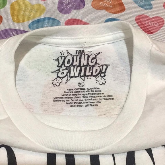 Young & Wild! Men’s White Tshirt with NO REGRET Roses 🌹 print - Picture 2 of 4